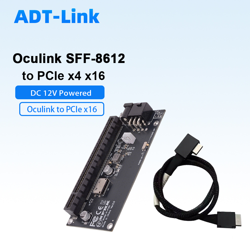 Pcie 4.0 X16 Riser Cable 90 Degree - Oculink SFF-8612 - PCIe X4 X16アダプターカード