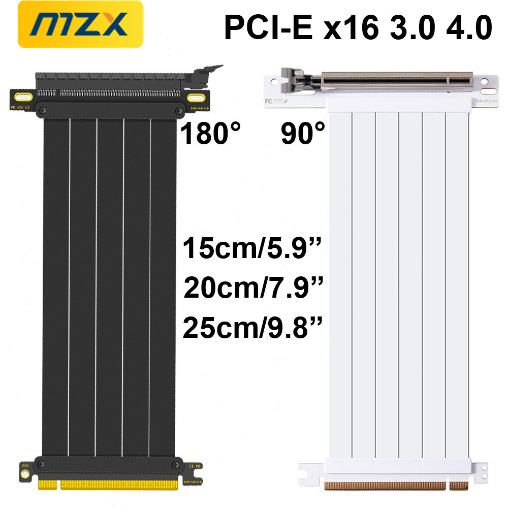 Pcie 4.0 X16 Riser Cable 90 Degree - MZX PCIE 4.0 3.0 16x Eriserケーブル,90/180度ビデオマウント,つけまつげカード,柔軟なGPUコード,コンピュータコネクタ
