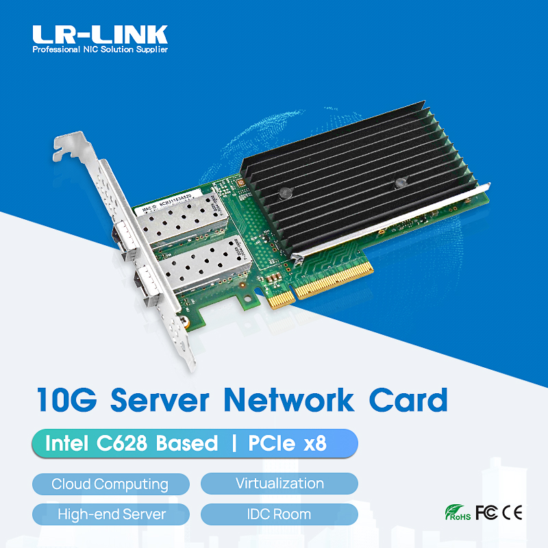 10Gb Sfp+ Pcie Network Card Dual Port - Lr-link-イーサネットネットワークアダプター,1010pf-2sfp pcie x8,デュアルポート,10GB,sfp,Intelチップベース