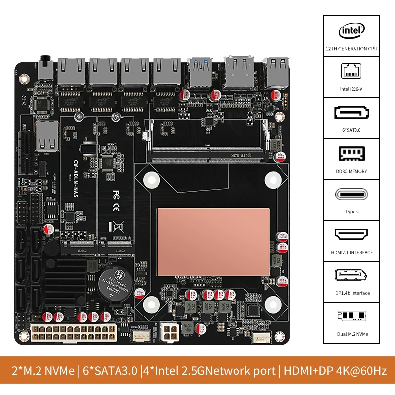 N100/N150 6ベイNASマザーボード 4x 2.5G - Nas Motherboard N100 6 Sata のレビューと価格