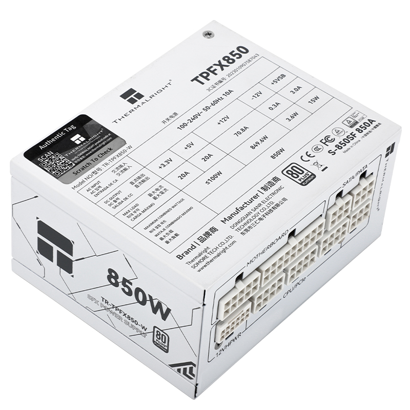 Thermalright TR-TPFX850-W ホワイト - Sfx Power Supply 850W Gold のレビューと価格