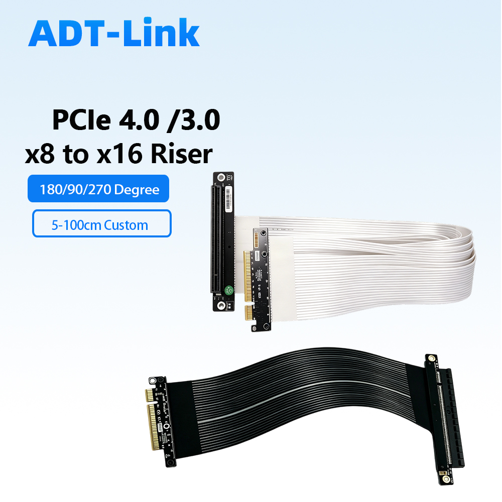 ADT-Link PCIe 4.0 / 3.0 X8 to  - Pcie 4.0 X16 Riser Cable 90 Degree のレビューと価格
